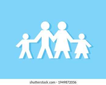 Stick figure family paper doll chain. Clipart image isolated on background