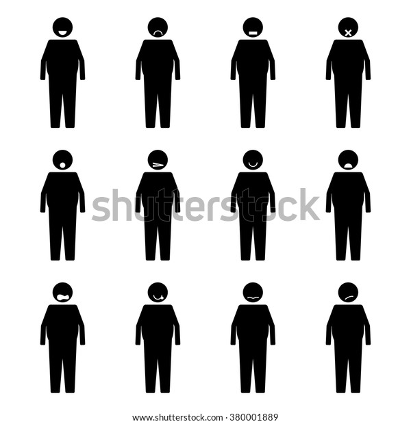 Stick Figure Fat People Emotion Expression Stock Vector (Royalty Free ...
