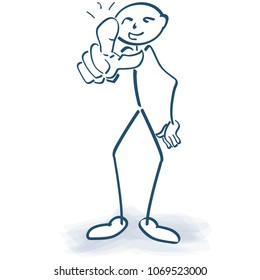 Stick figure finger pointing