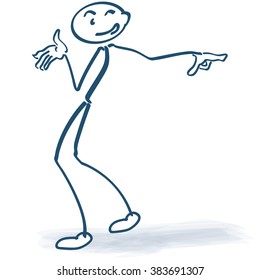 Stick figure with finger pointing and give a note