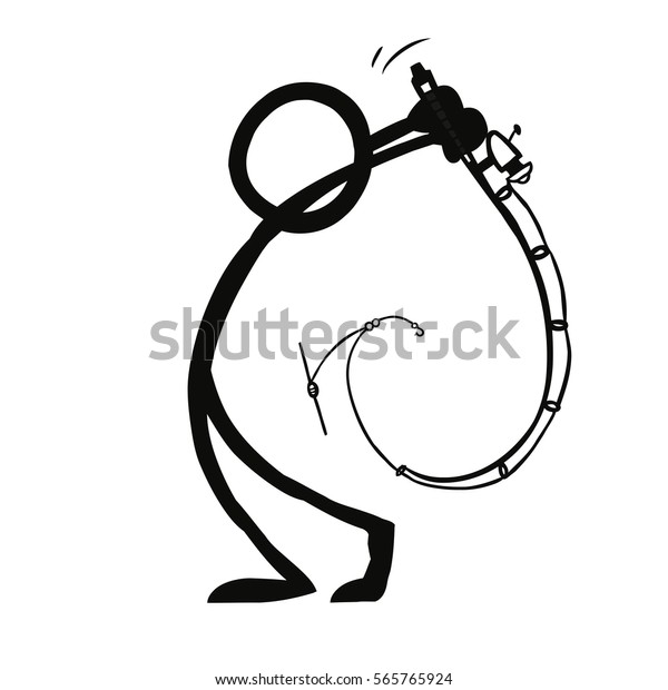 Stick Figure Fishing Casting Stock Vector (Royalty Free) 565765924
