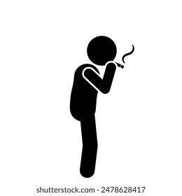 stick figure flat character illustration smoking