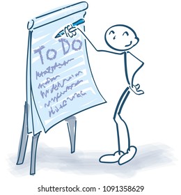 Stick figure with flip chart and ToDo list