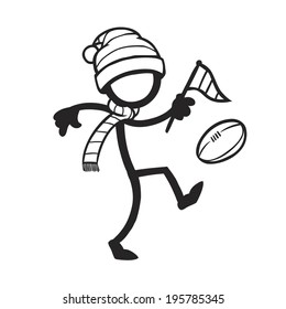 Stick Figure Football Aussie Rules Supporter 