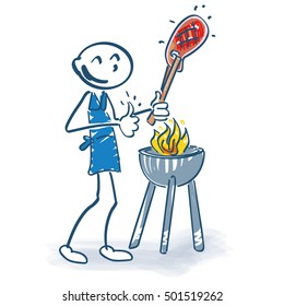 Stick figure with grilling meat
