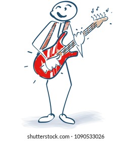 Stick figure with guitar and rock music 