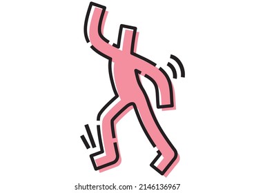 A stick figure happily dancing. Vector.