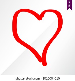 Stick figure heart on the white, light backgroung