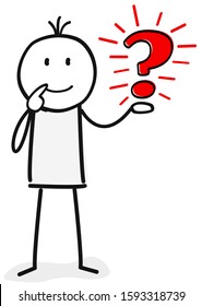 stick figure holding a question mark