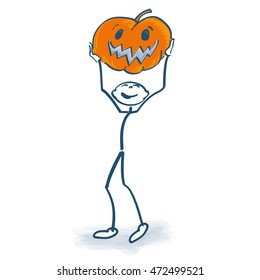 Stick figure with huge pumpkin