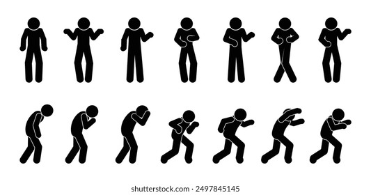 stick figure human icon, isolated human silhouette, people standing