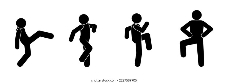 stick figure human silhouette, icons set, man dancing