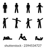 stick figure human silhouette, man icon, people isolated