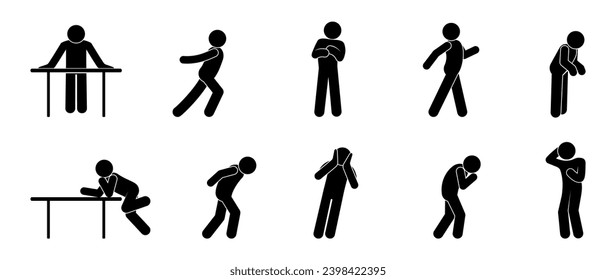stick figure human silhouette, people icon, isolated symbol man
