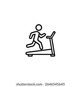 A stick figure icon running on a treadmill. A simple vector symbol for gym, cardio, and indoor fitness.