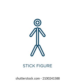 stick figure icon. Thin linear stick figure outline icon isolated on white background. Line vector stick figure sign, symbol for web and mobile