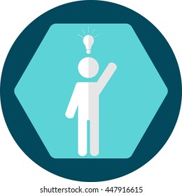 Stick figure idea vector icon.