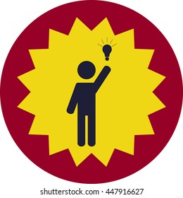 Stick figure idea vector icon.