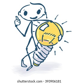 Stick figure with ideas, light
bulb and creativity