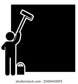 stick figure illustration painting the wall