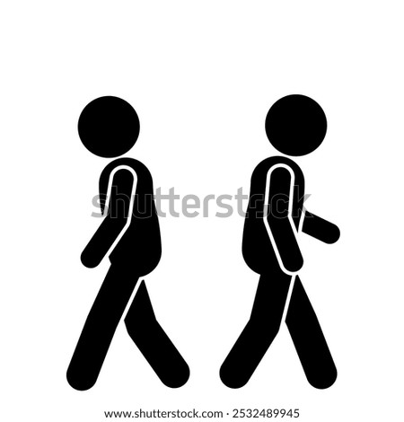 stick figure illustration of passing each other on the road, in different directions
