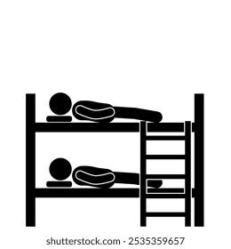 stick figure illustration of sleeping on a bunk bed