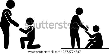 Stick figure interactions proposal acceptance and celebration of love