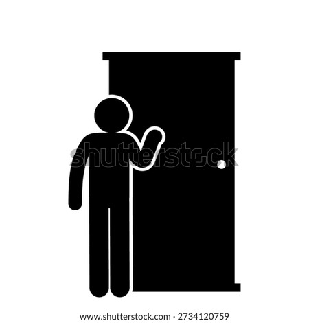Stick figure knocking on door.
