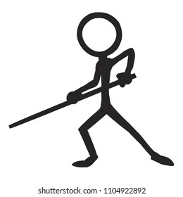 Stick Figure Kung Fu Staff Jab