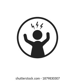 stick figure like frustrated man icon. flat trend modern logo graphic design isolated on white background. concept of desperate or worry person and chronic fatigue or insomnia and bad physical ache