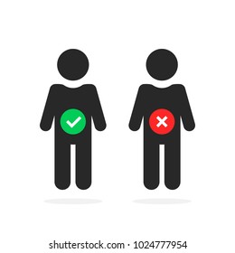 stick figure like good and bad metabolism. flat style trend modern black logotype graphic design isolated on white. concept of stomach upset or digestion and irritable process in bowel or bloating