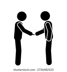 Stick figure making transaction payment commercial activity illustration.
