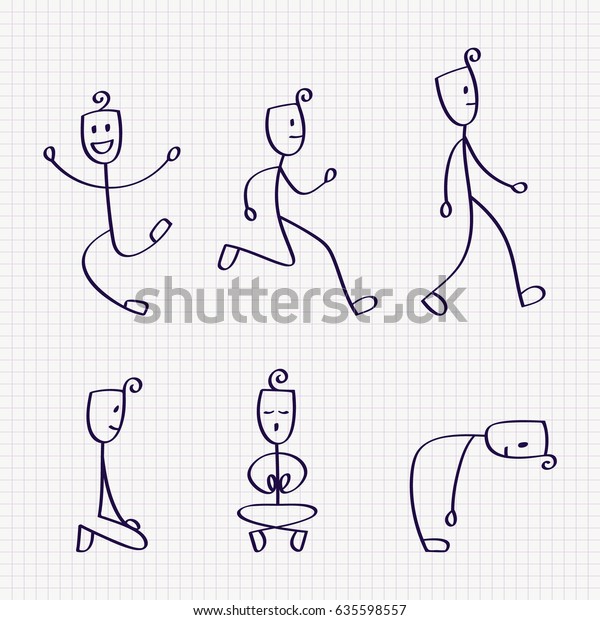 Stick Figure Man Different Poses Jumping Stock Vector (Royalty Free ...