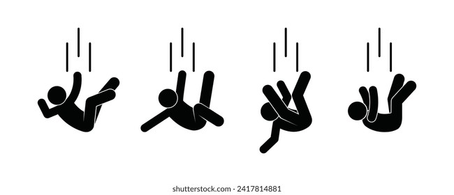 stick figure man icon, fall illustration