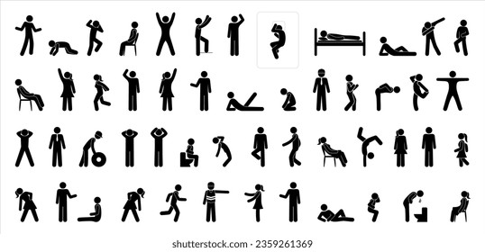 stick figure man icon, human silhouette