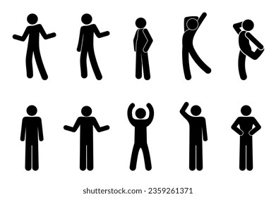 stick figure man icon, human silhouette