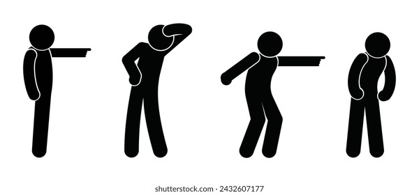 stick figure man icon, isolated people silhouettes, human symbols