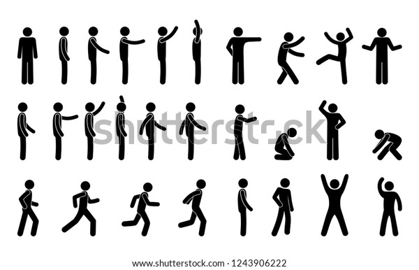 Stick Figure Man Icon Set Pictogram Stock Vector (Royalty Free) 1243906222