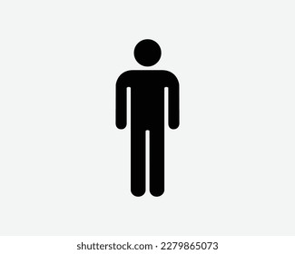 Stick Figure Man Person Stand Standing Single Pedestrian Black White Silhouette Sign Symbol Icon Vector Graphic Clipart Illustration Artwork Pictogram svg