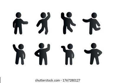 Stick figure man positions icon set. People symbol . Vector illustration