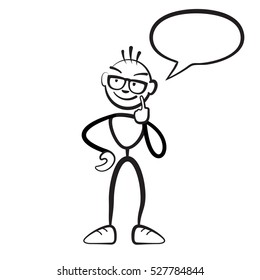 Stick figure man reflection speech bubble Persona, Stickman vector drawing on white background