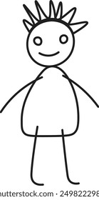 stick figure, man rejoices on white background, vector	