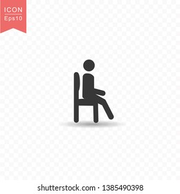 Stick figure a man sitting silhouette icon.