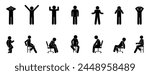 stick figure man standing, sitting, human silhouettes, stickman icon