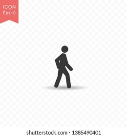 Stick figure a man walking silhouette icon.