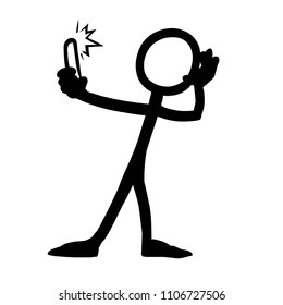 Stick Figure Mobile Phone Selfie