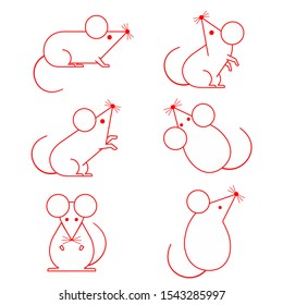 Stick figure mouse cartoon image illustration, rat year mouse illustration