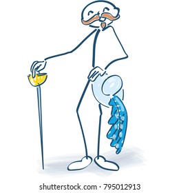 Stick figure as a musketeer with an epee
