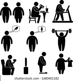 Stick Figure Obesity, Lifestyle, Diet, Loose Weight,