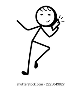 Stick figure with open arms, hand drawn icon of chill 